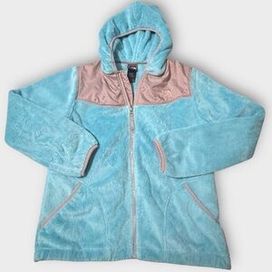 The North Face Girls Turquoise Denali Zip Up Hooded Fleece Jacket Soft pocket XL